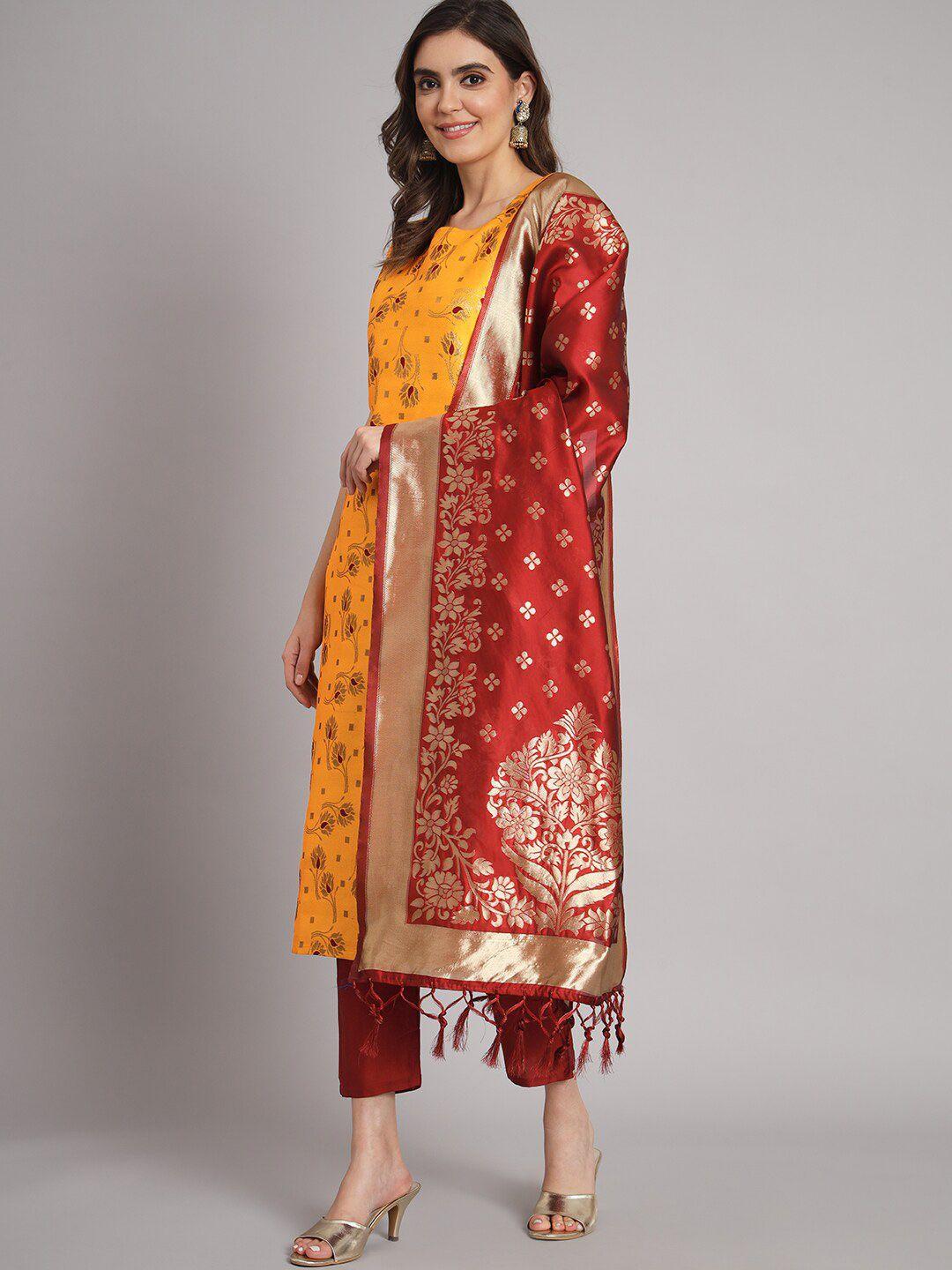 kalini ethnic motifs woven design kurta with trousers & dupatta