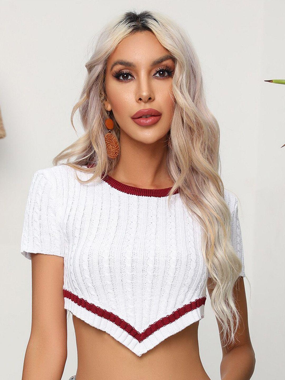 bostreet white striped crop top