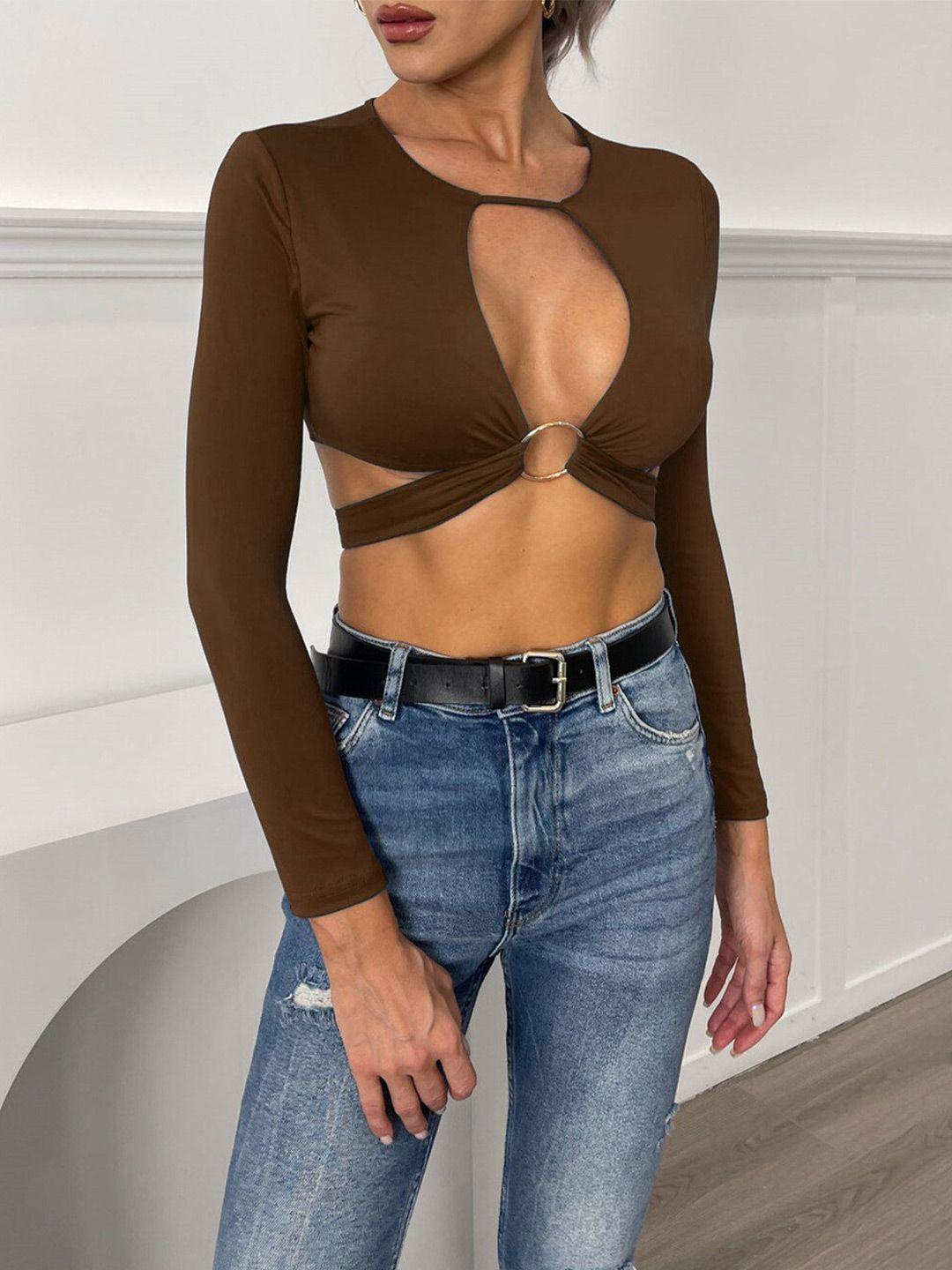 bostreet brown crop top