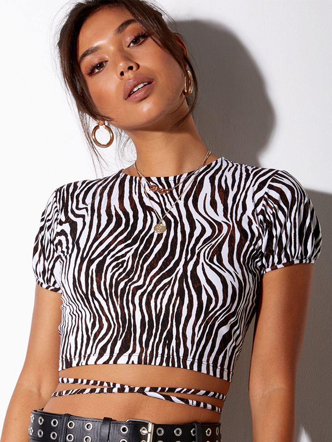 bostreet black animal print styled back top