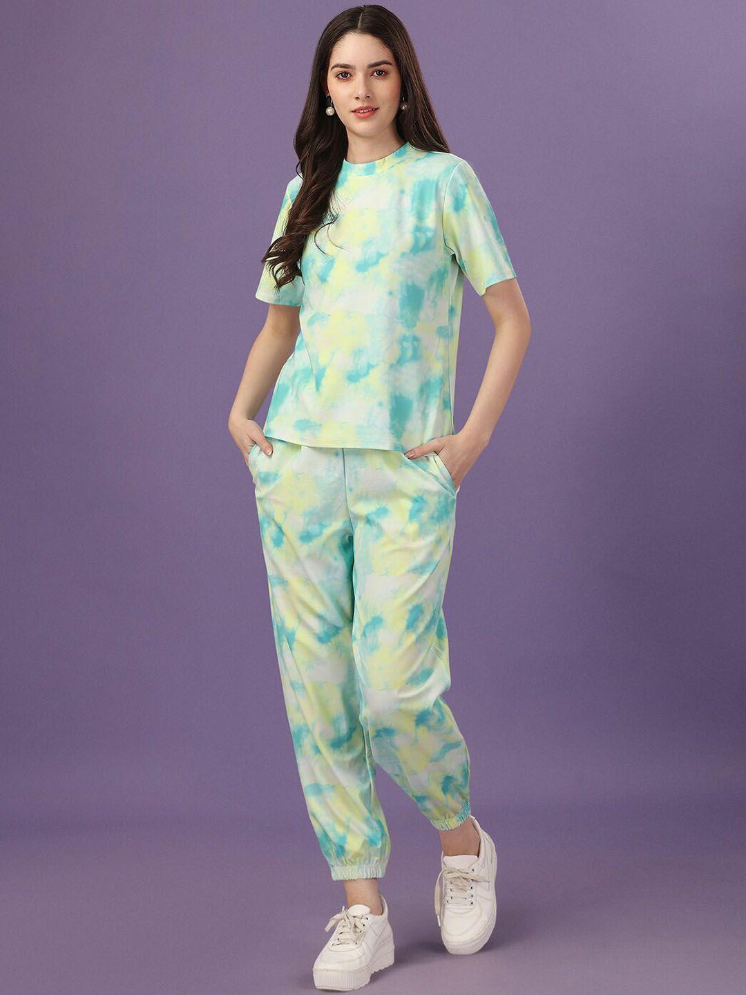 ziva fashion women tie & dye t-shirt with joggers