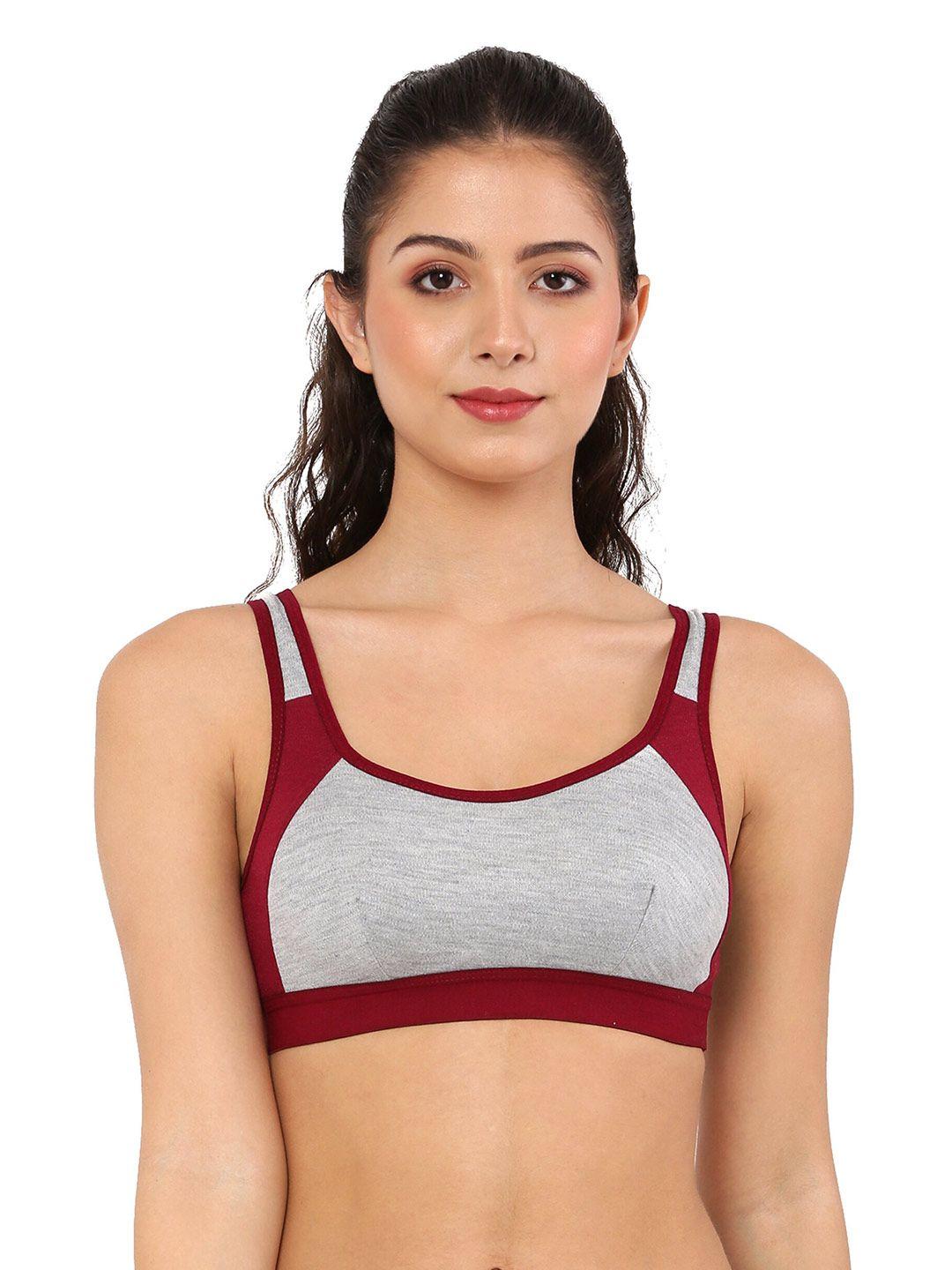 piylu medium coverage all day comfort colourblocked non padded cotton sports bra