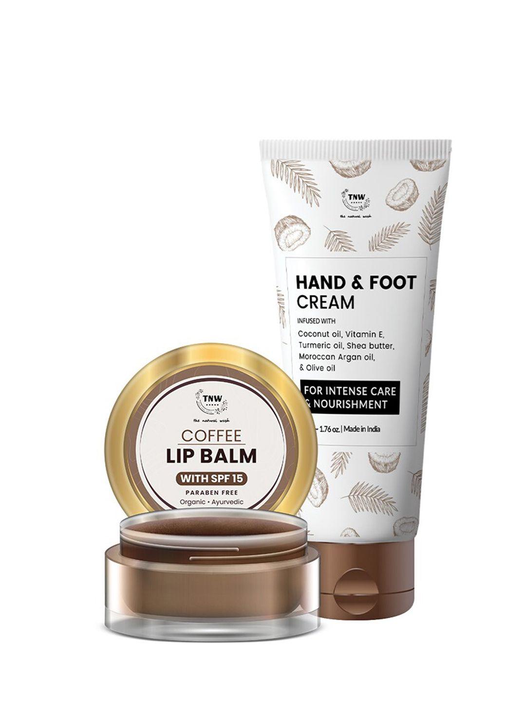 tnw the natural wash set of coffee lip balm 5 g + hand & foot cream with vit e 50 g