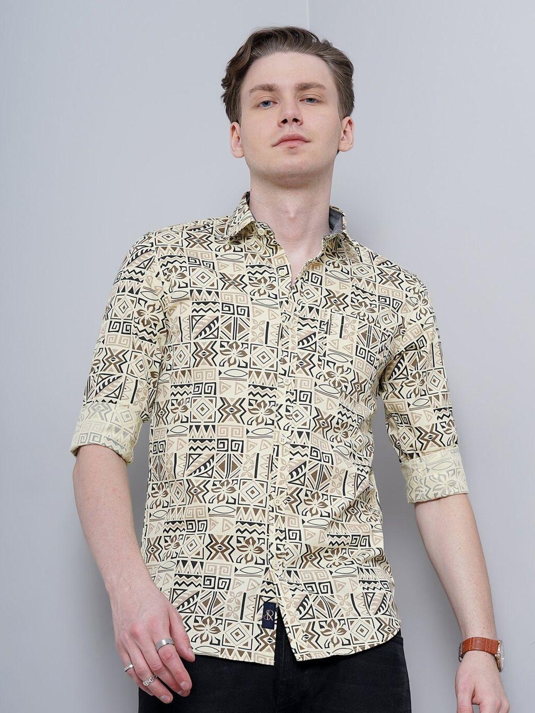 soratia new abstract printed cotton casual shirt