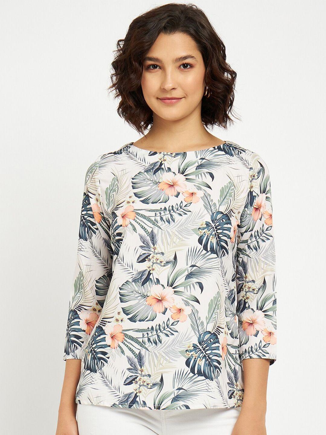 brinns floral printed crepe top