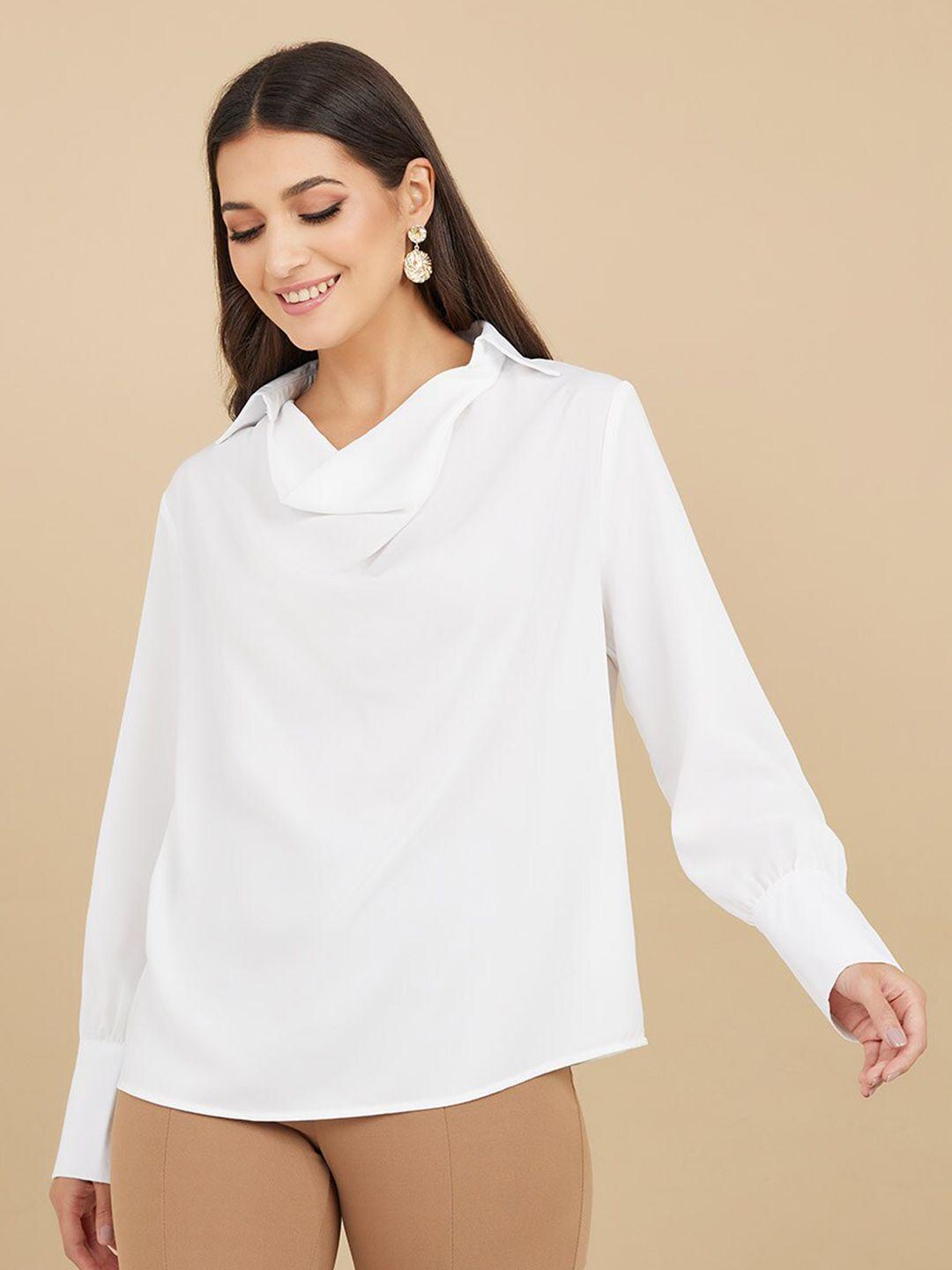 styli white cowl neck top