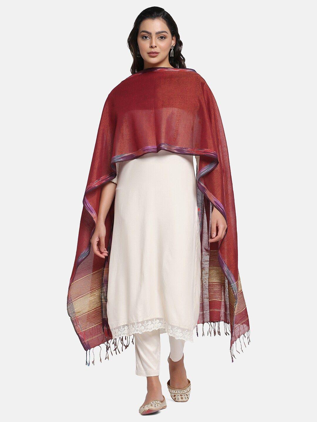 the weave traveller solid tasselled dupatta