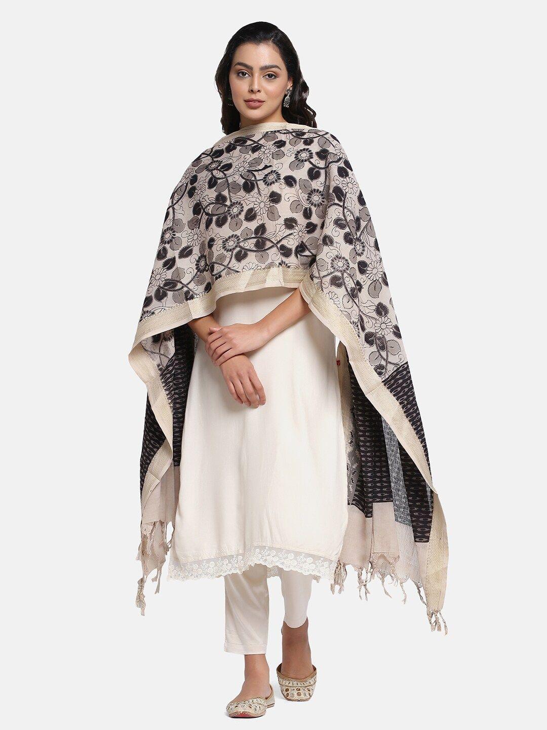 the weave traveller ethnic motifs printed pure cotton kalamkari dupatta