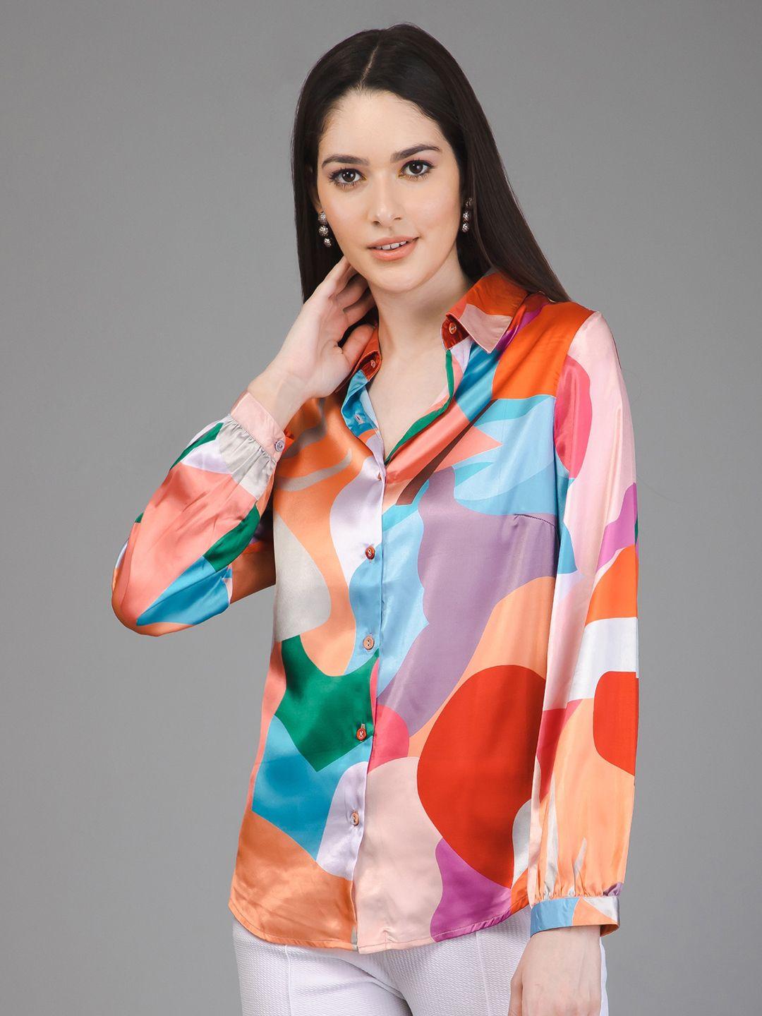 purys smart fit abstract printed satin casual shirt