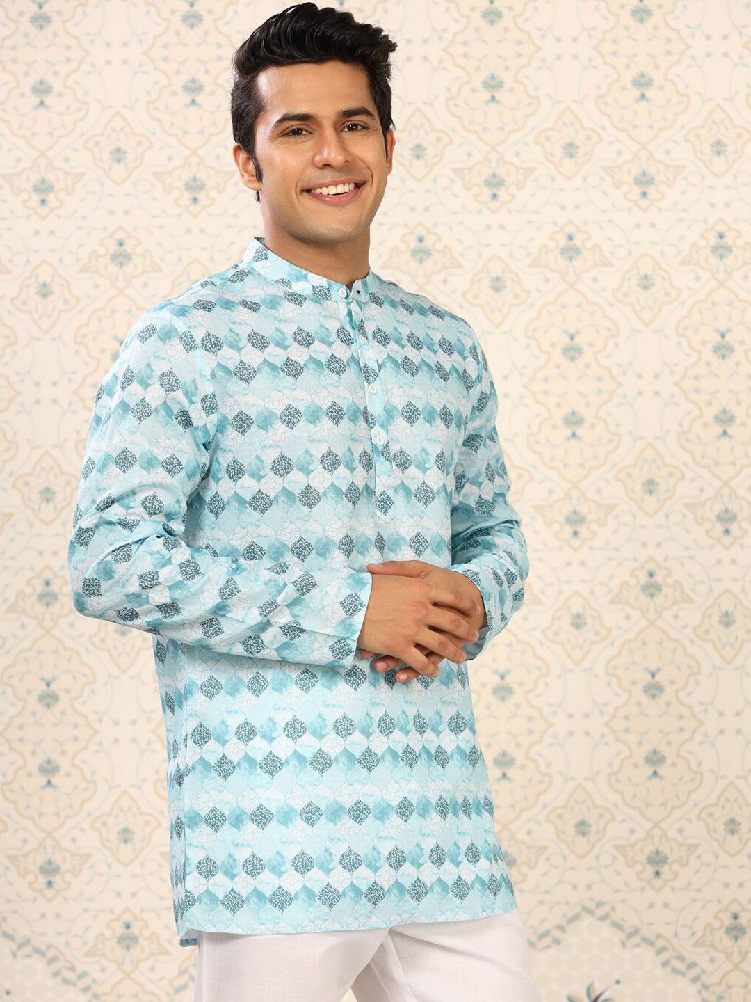 ode by house of pataudi ethnic printed band collar kurta