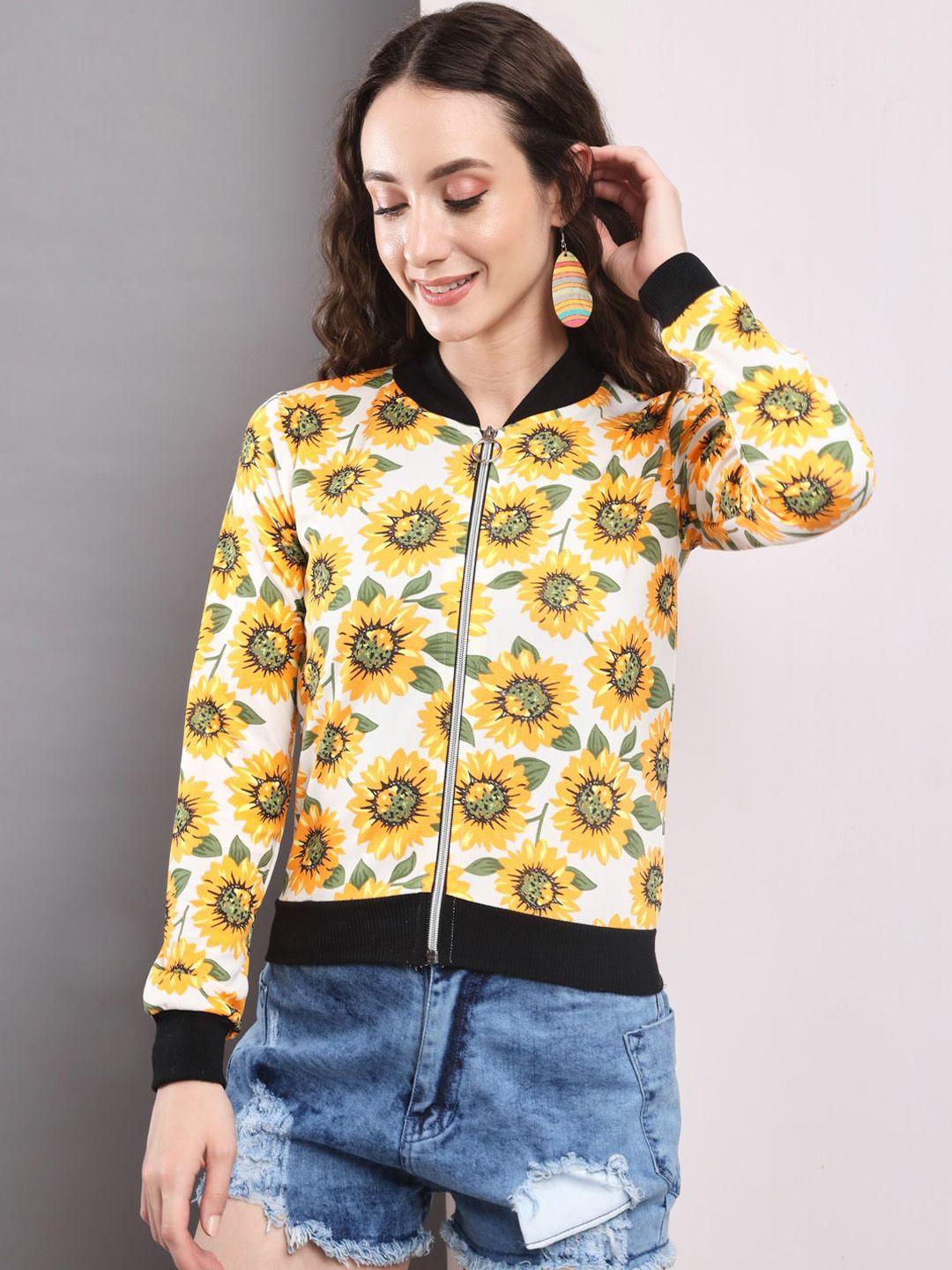 baesd women yellow crop bomber with embroidered jacket