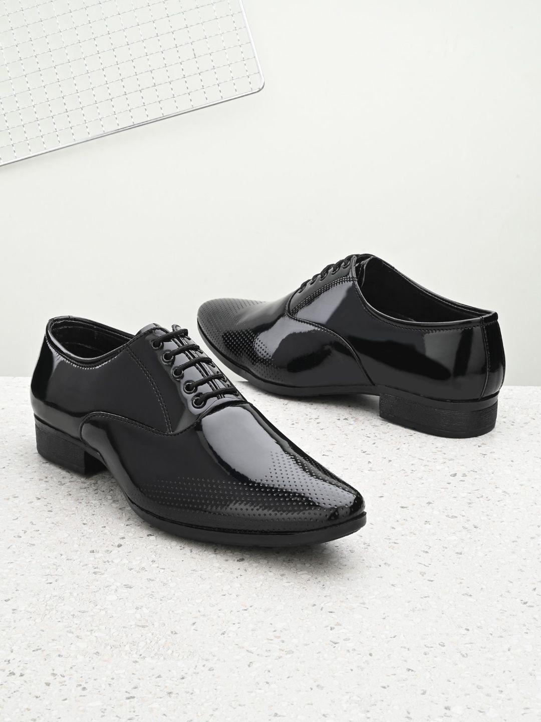 here&now men black leather formal oxfords