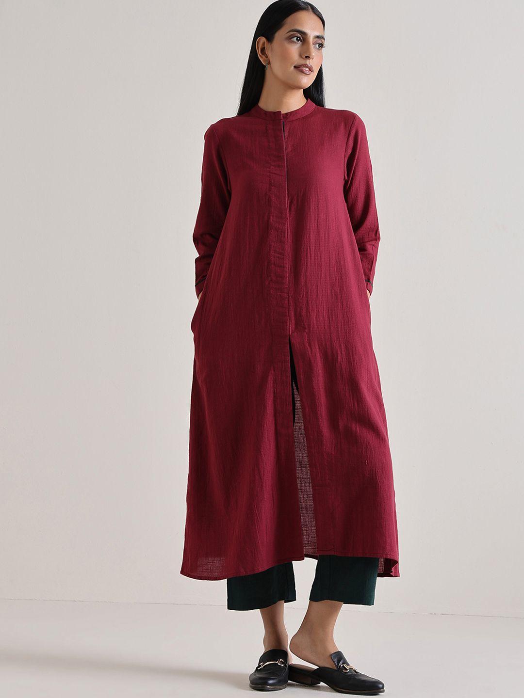 truebrowns women maroon regular kurta with trousers