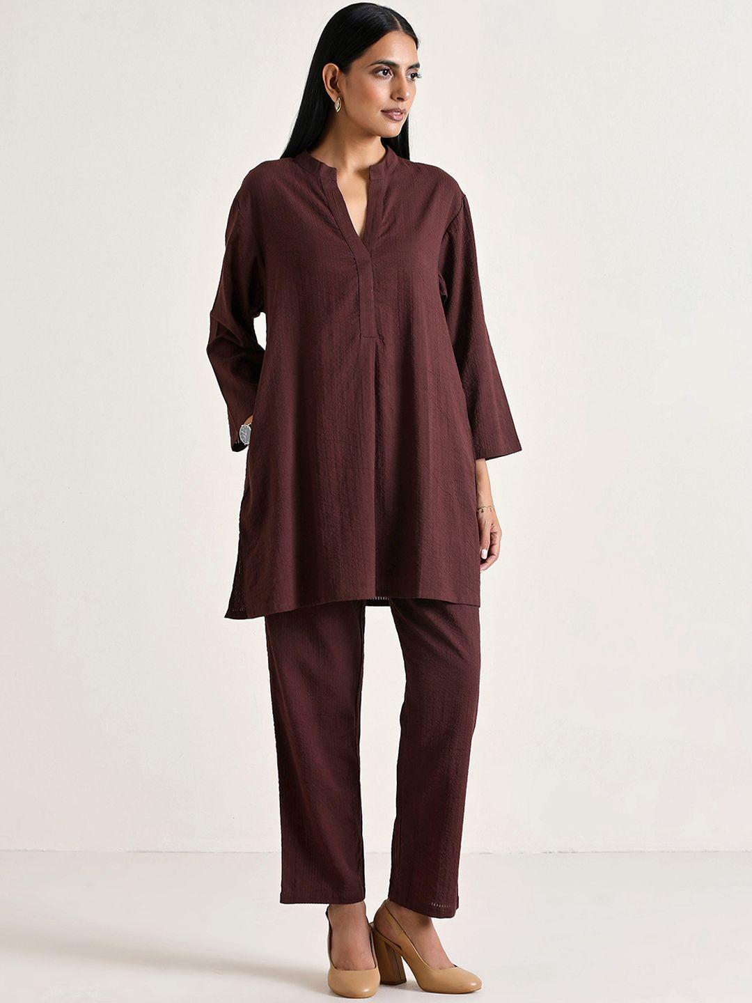 truebrowns mandarin collar tunic with trousers