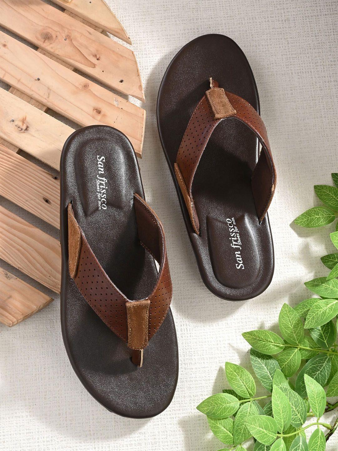 san frissco men tan & black comfort sandals