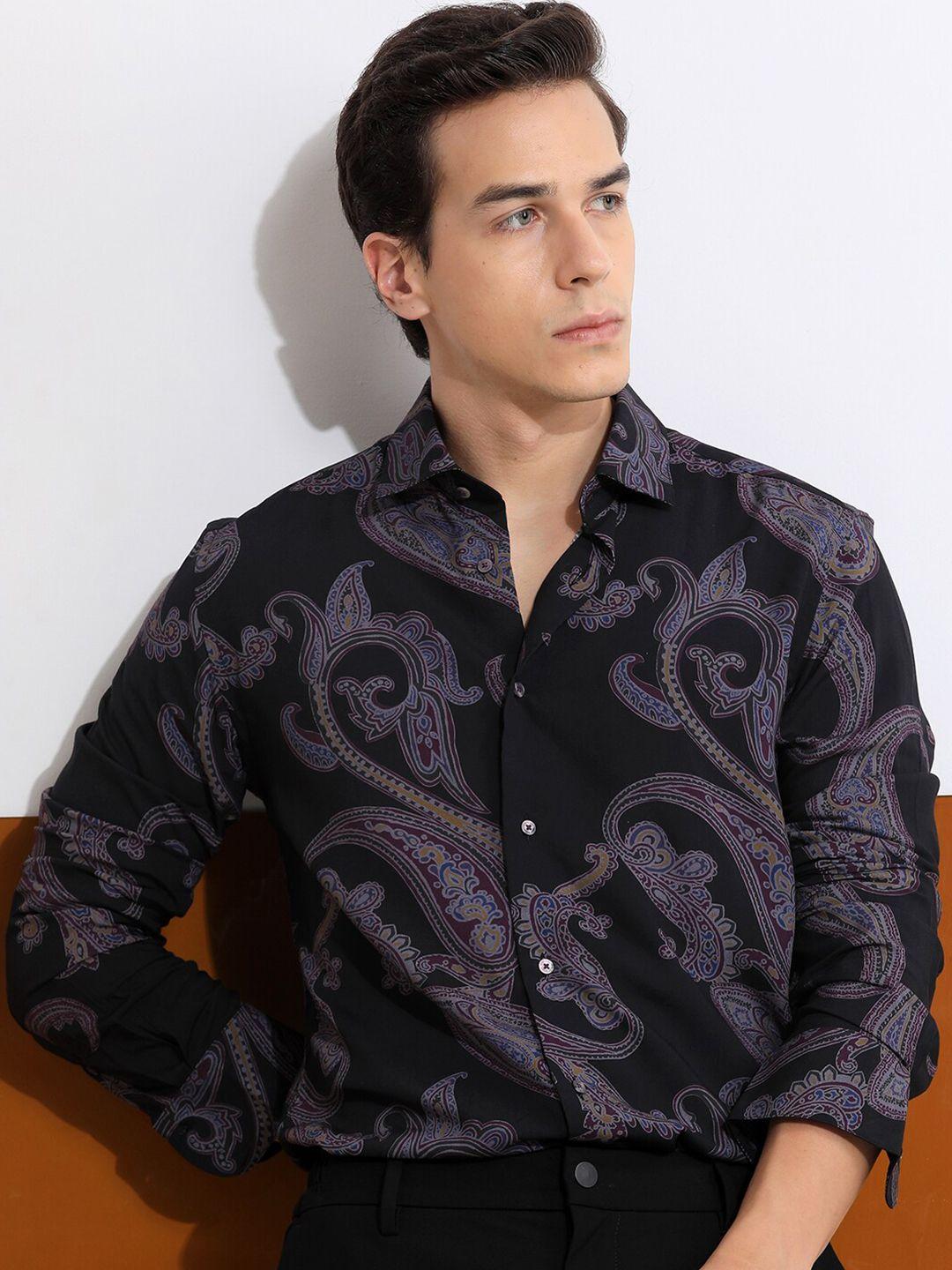 rare rabbit men printed slim fit comfort casual shirt