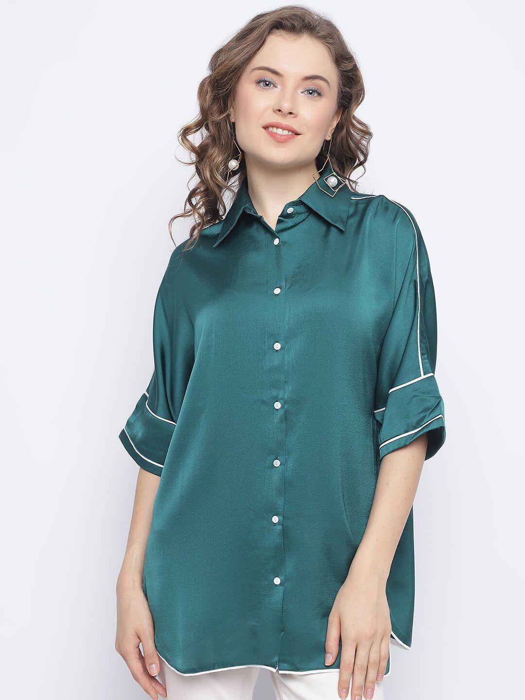 chique women teal opaque casual shirt