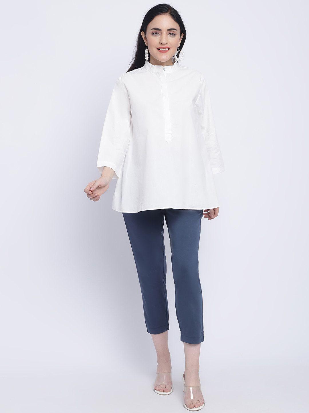 chique women white opaque casual shirt