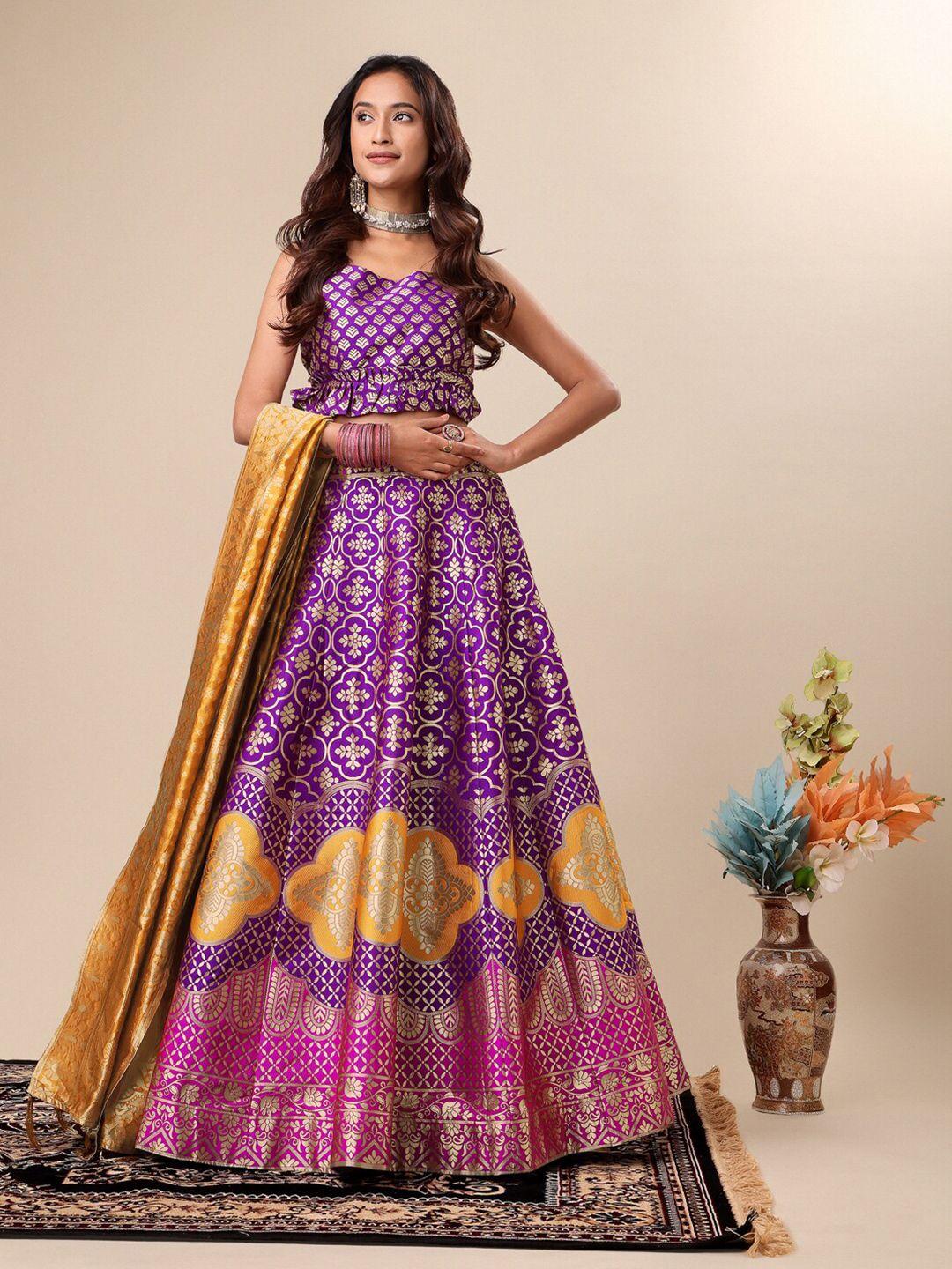 purvaja magenta & pink ready to wear lehenga & unstitched blouse with dupatta