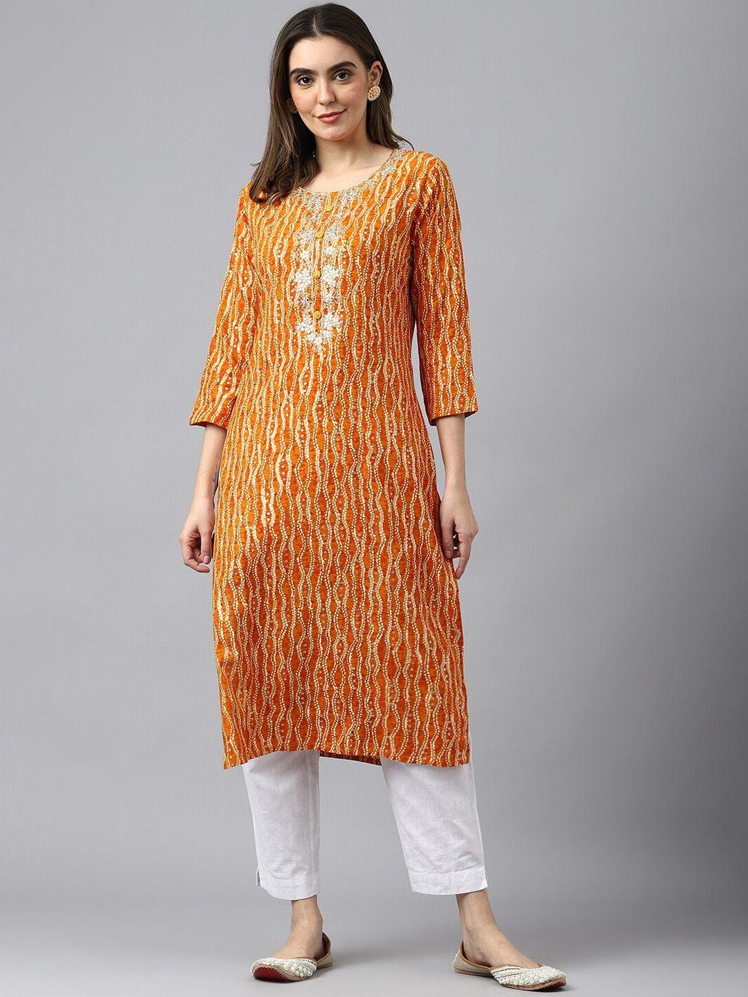 sangria foil printed & embroidered straight kurta