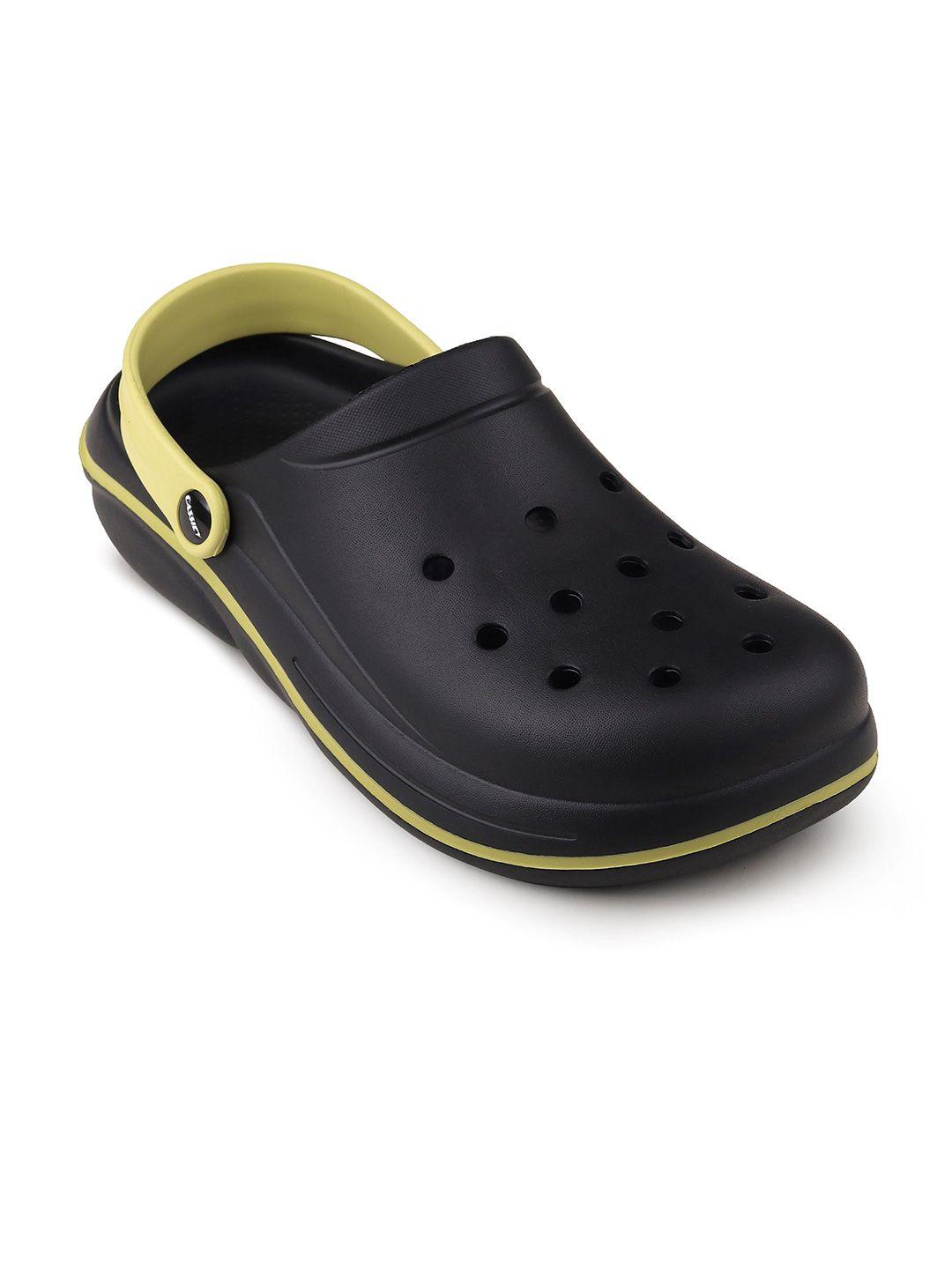 cassiey men black & yellow croslite clogs