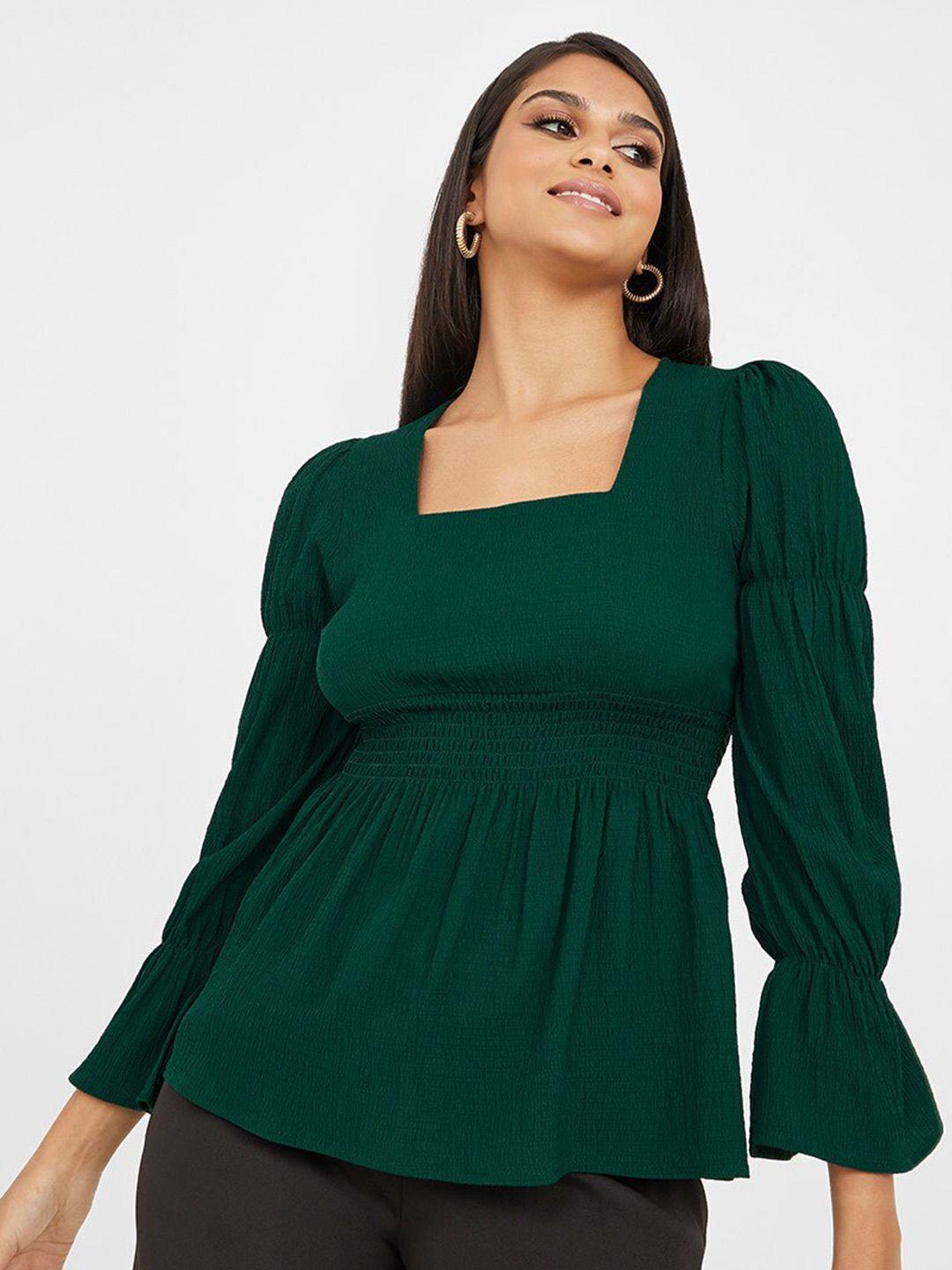 styli green bell sleeve empire top