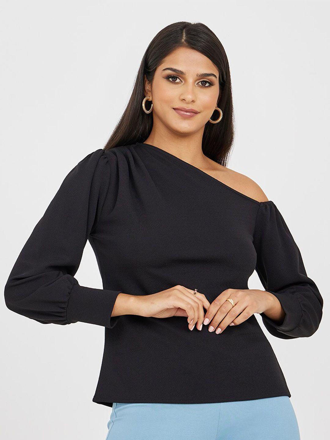 styli black one shoulder top