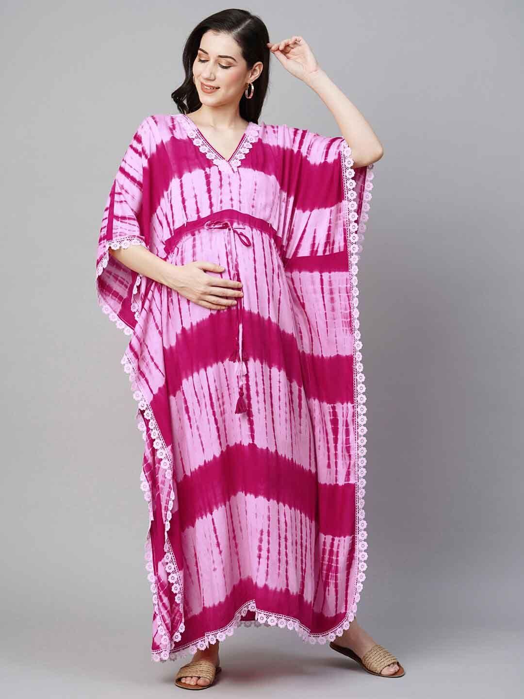 momtobe tie and dye maternity kaftan nightdress