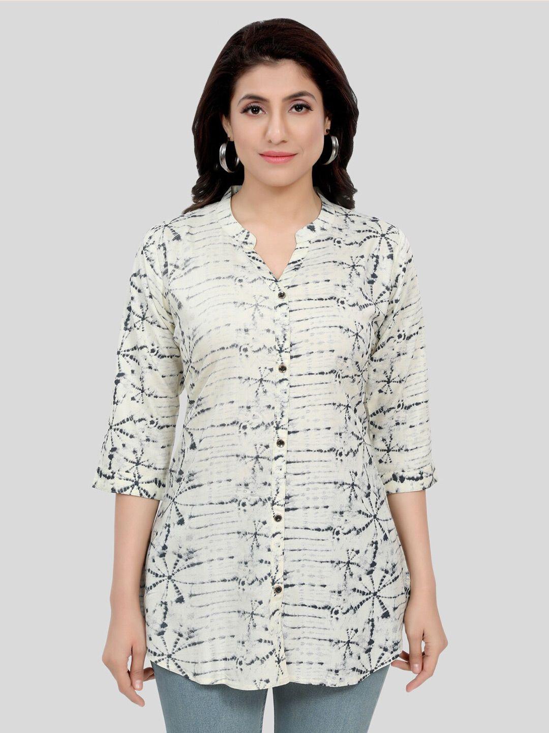 saree swarg cream-coloured quirky printed kurti