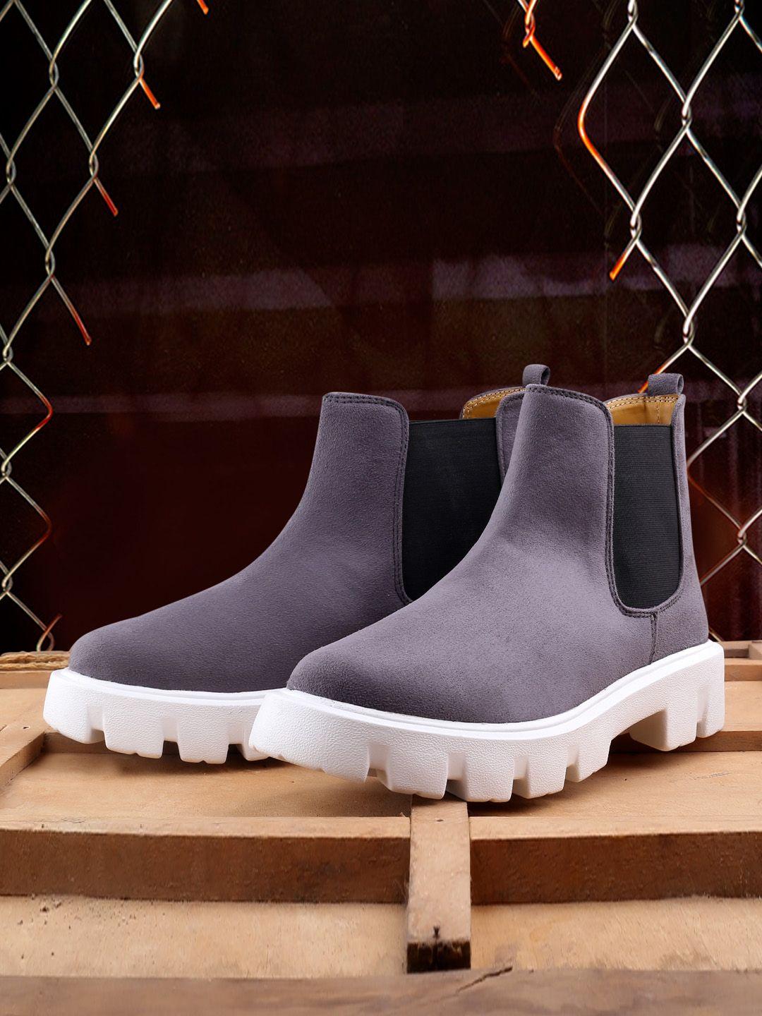 bxxy men heeled suede mid-top chelsea boots