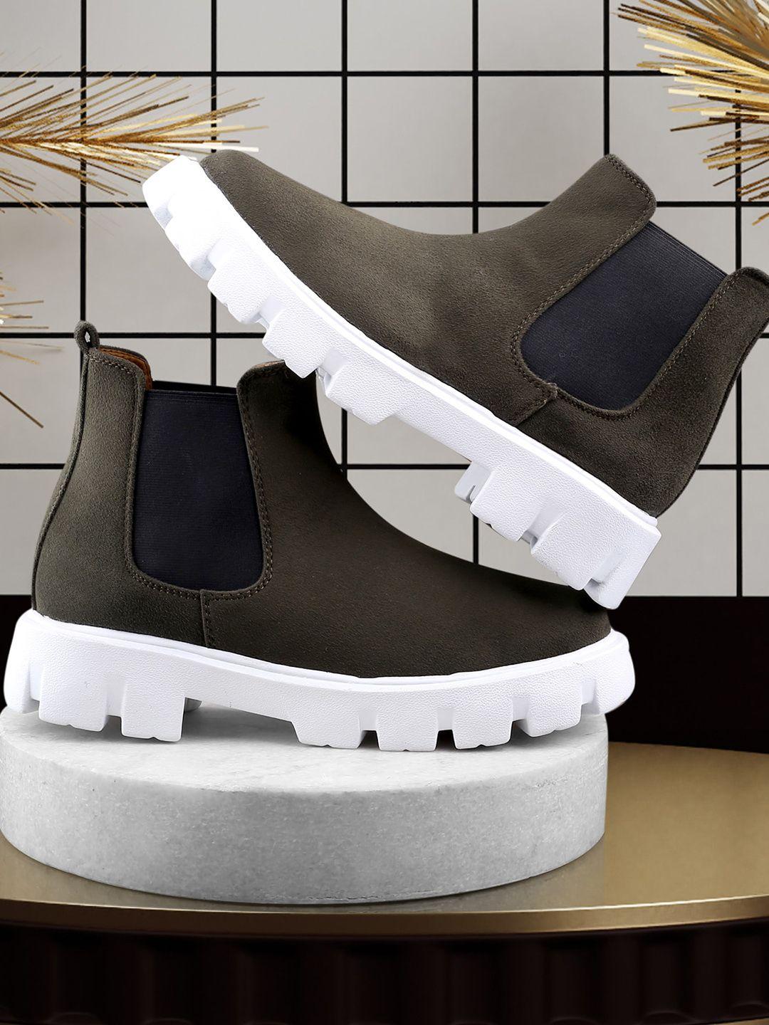 bxxy men heeled mid-top suede chelsea boots