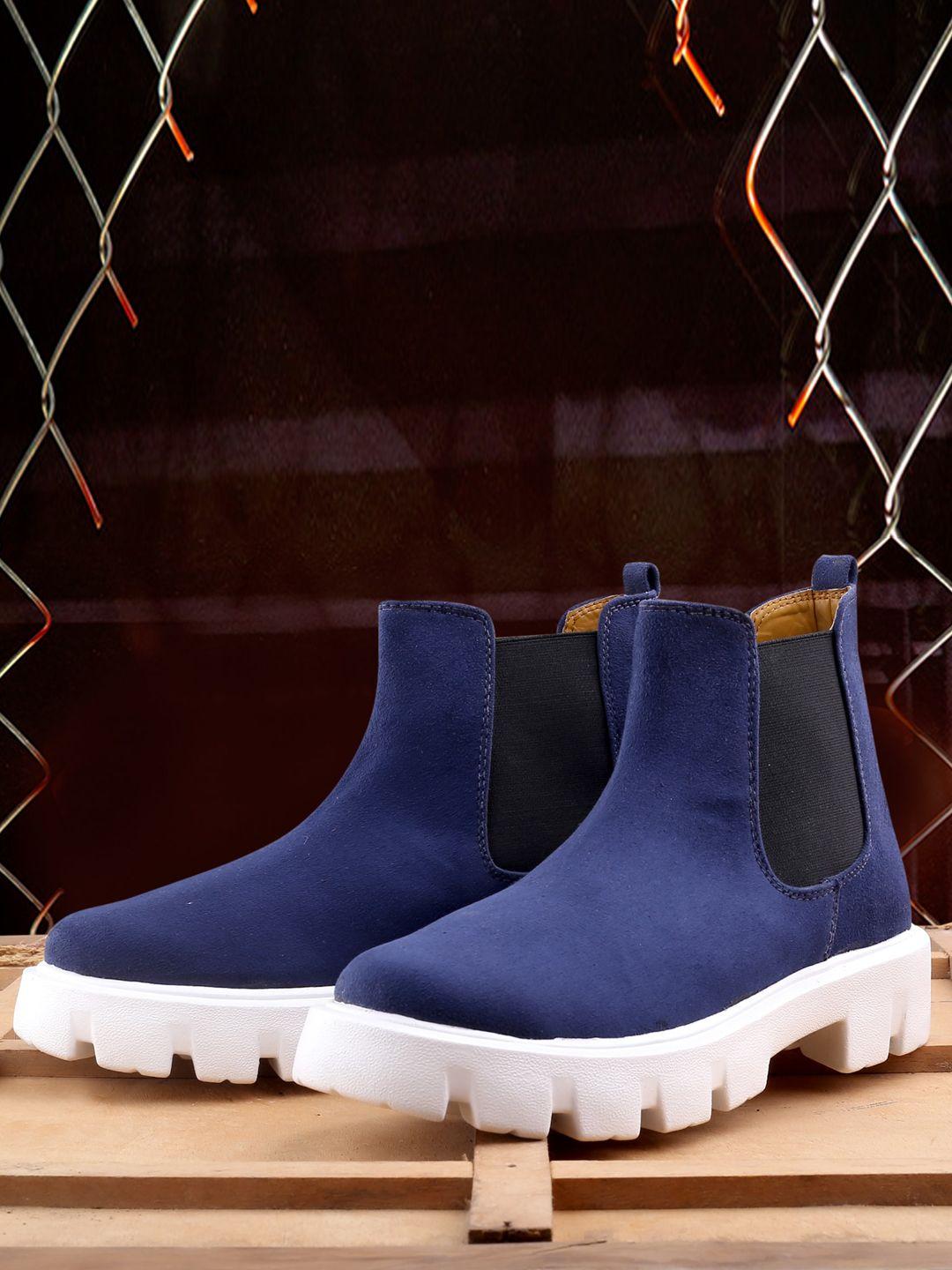 bxxy men heeled mid-top suede chelsea boots