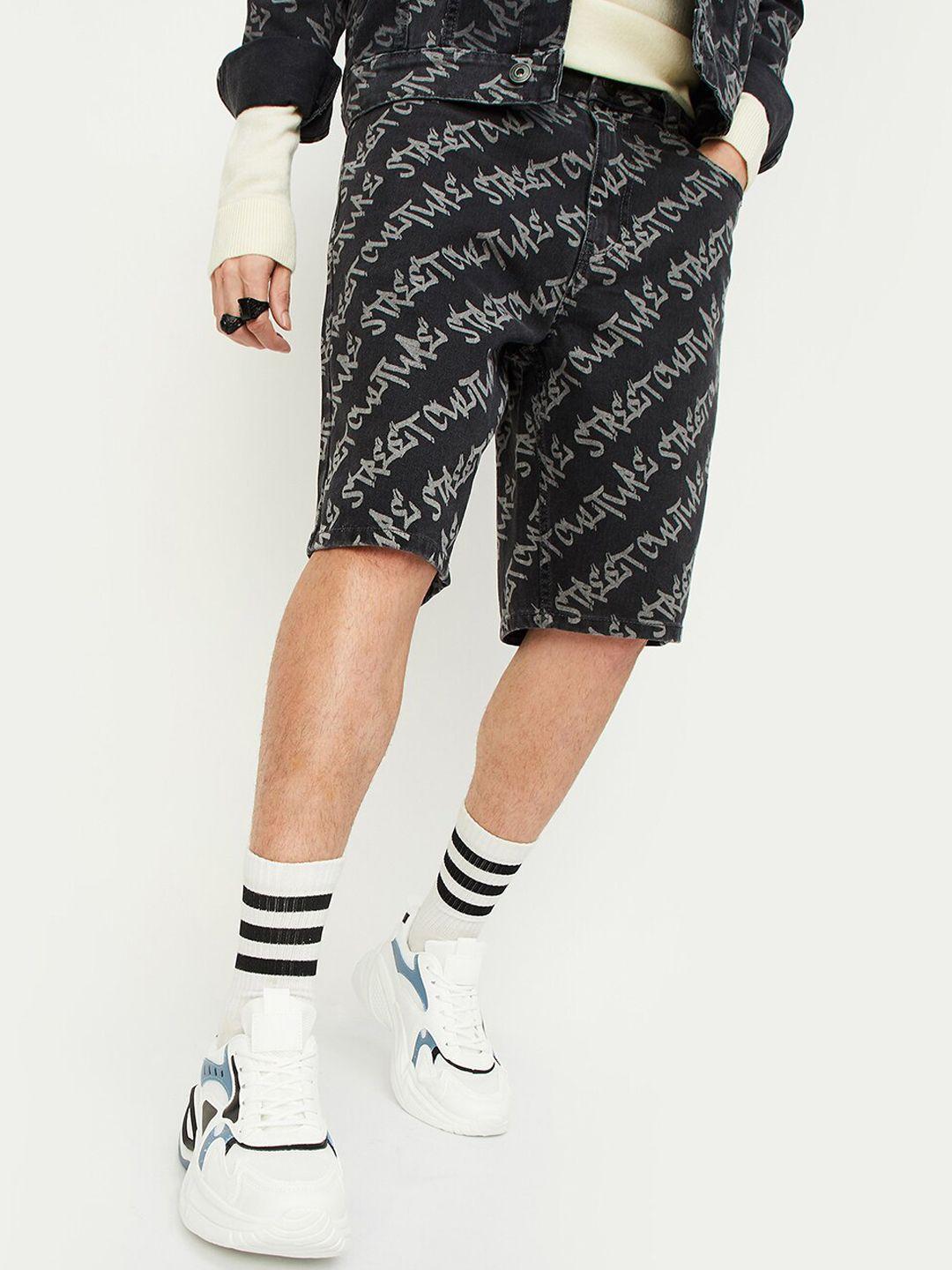 max men typography printed pure cotton shorts