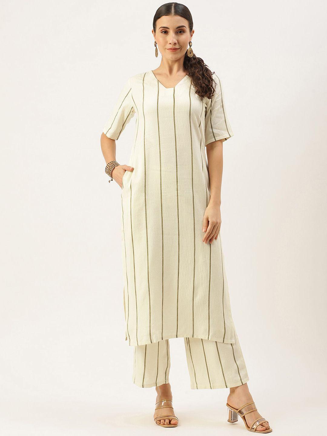 kalini striped regular pure cotton kurta with palazzos