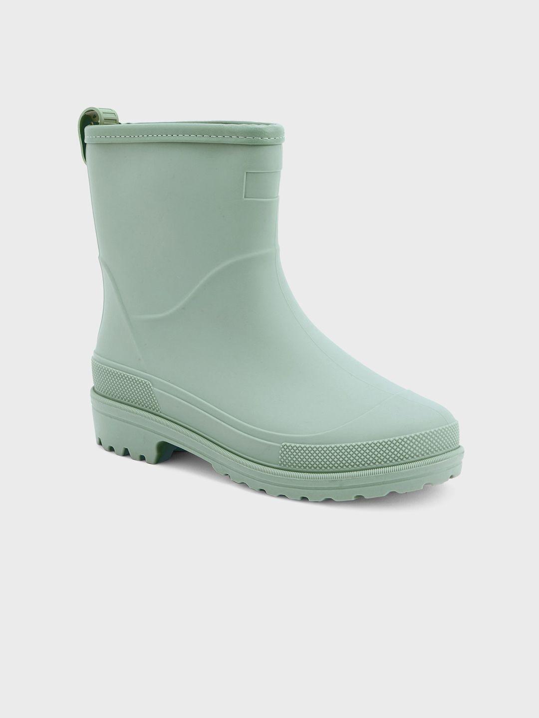 20dresses women sea green mid-top slip on rain boots