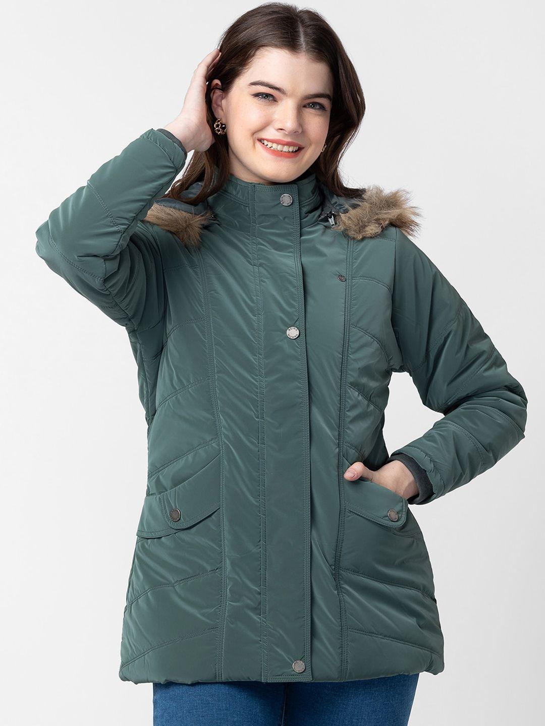 being human women green parka jacket