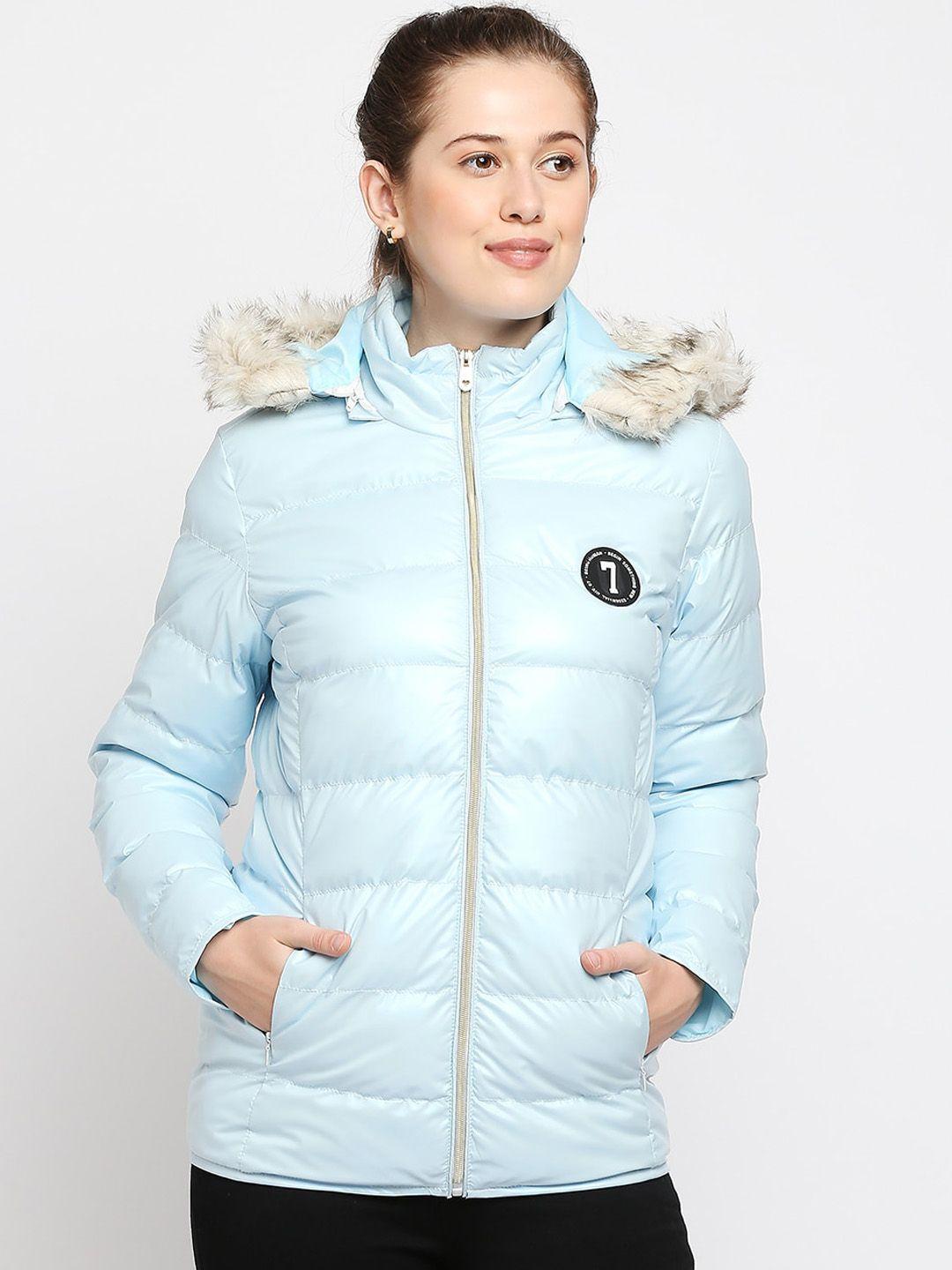 being human women blue parka jacket