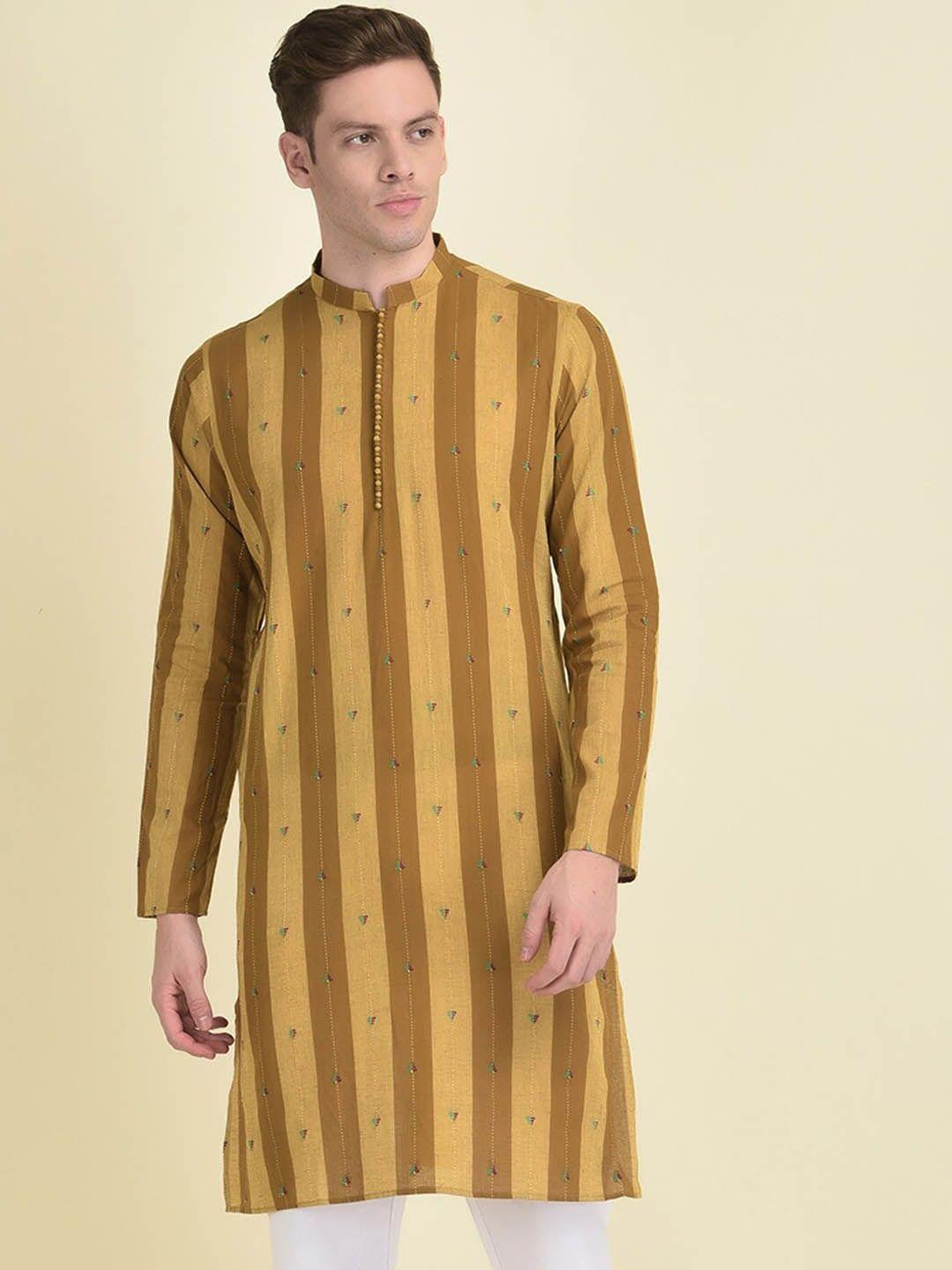 deyann men brown regular kurta with pyjamas