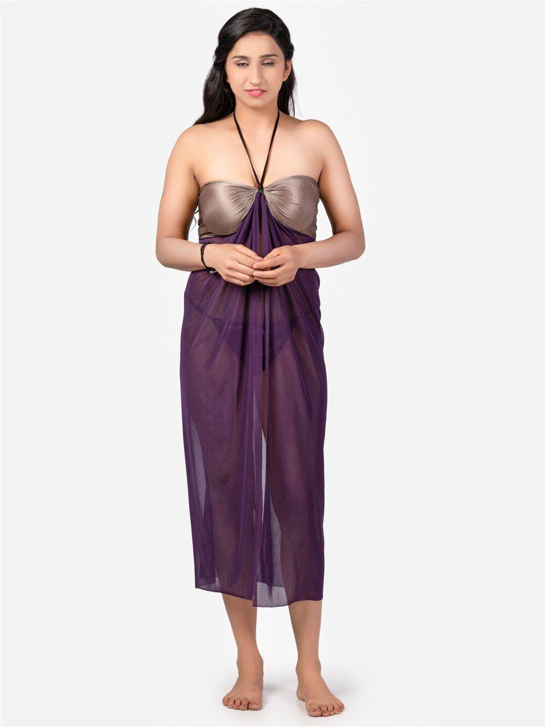 klamotten taupe & purple halter neck baby doll