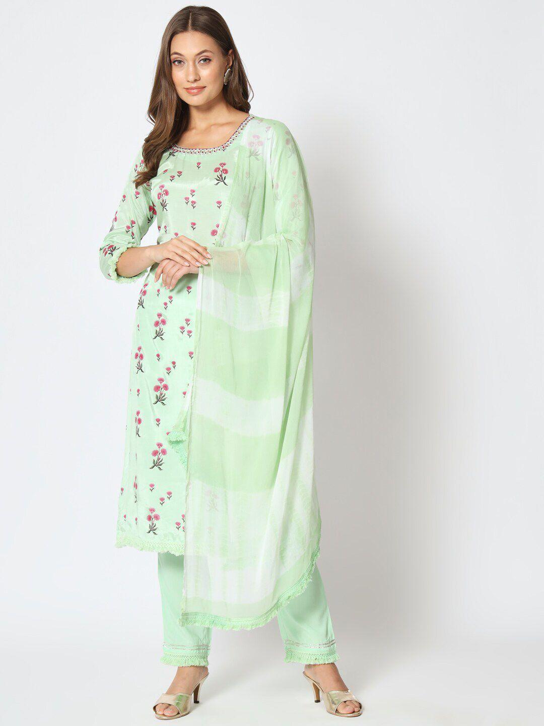 amiras indian ethnic wear ethnic motifs embroidered kurta with trousers & dupatta