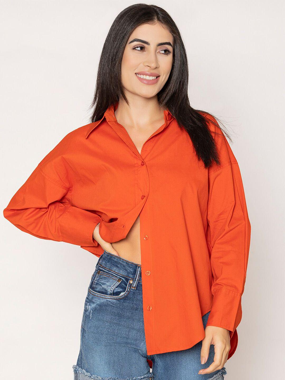 lounge dreams women rust relaxed boxy opaque casual shirt