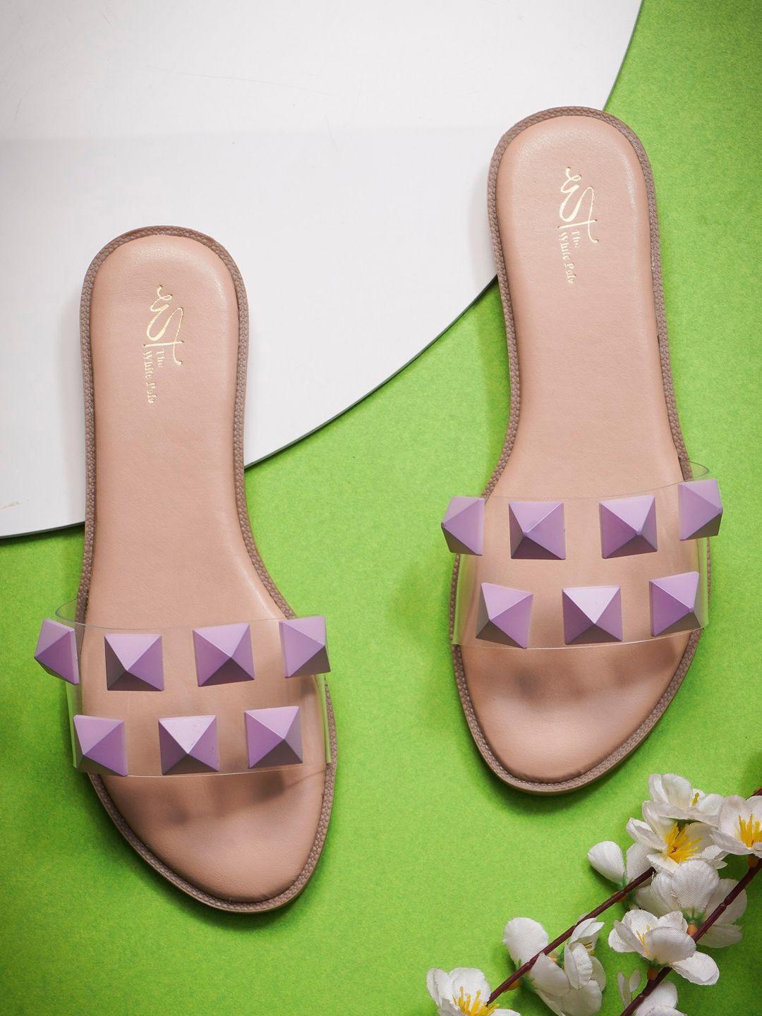 the white pole women purple ethnic open toe flats with bows