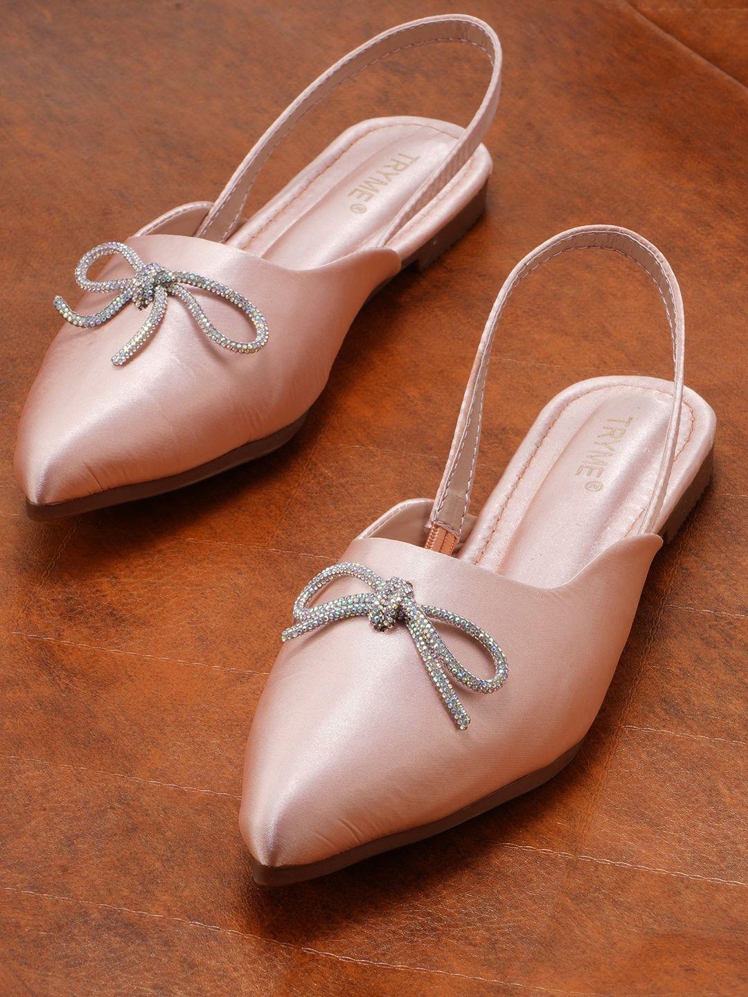 the white pole women beige ethnic mules with bows flats