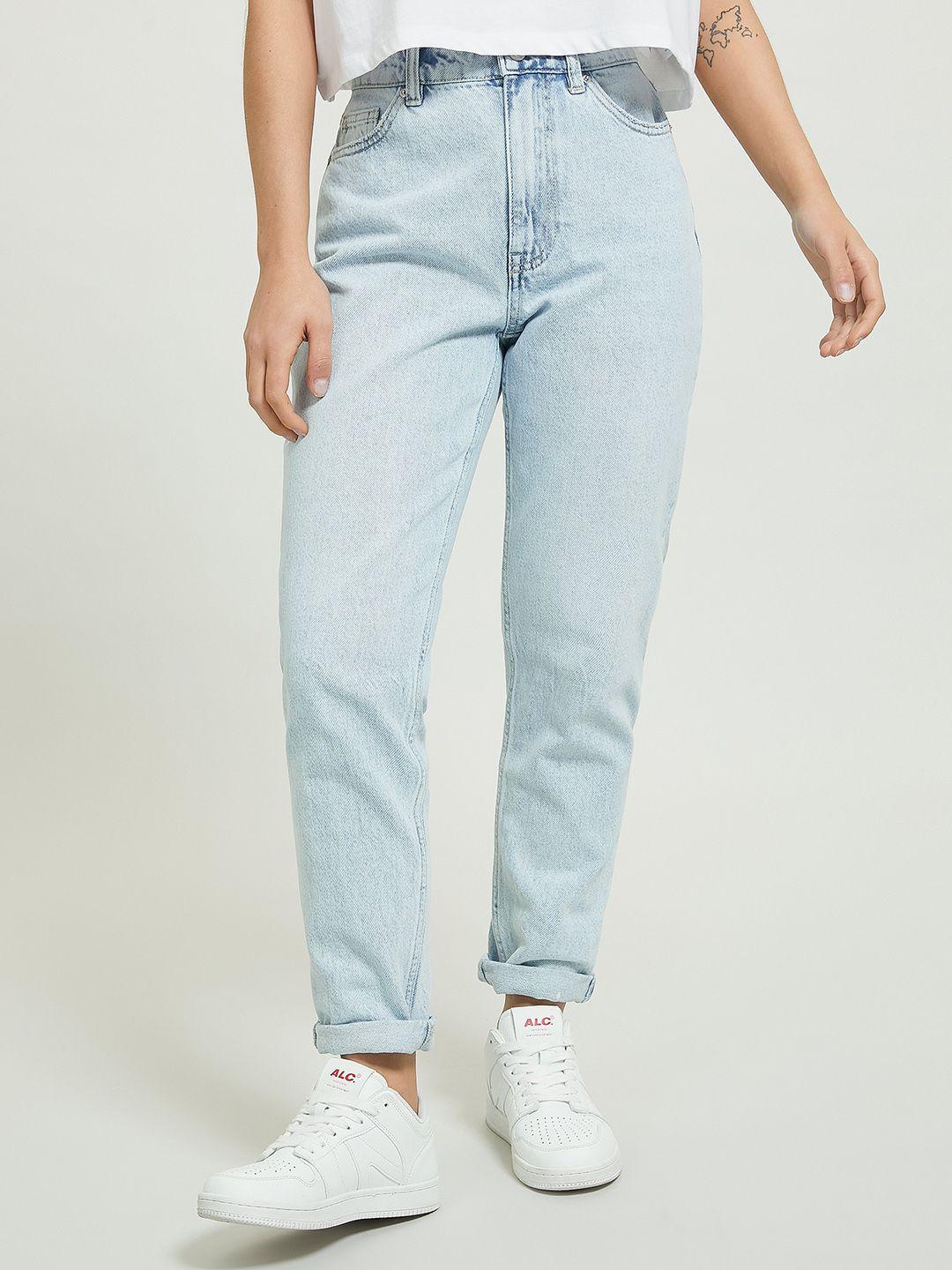 alcott cotton mom fit high-rise jeans