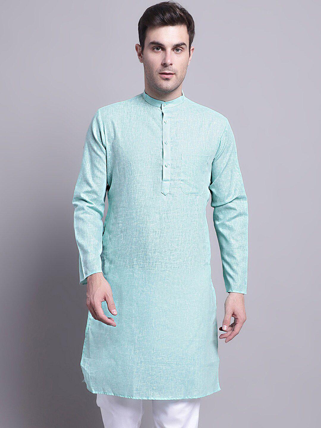 jompers men green thread work kurta