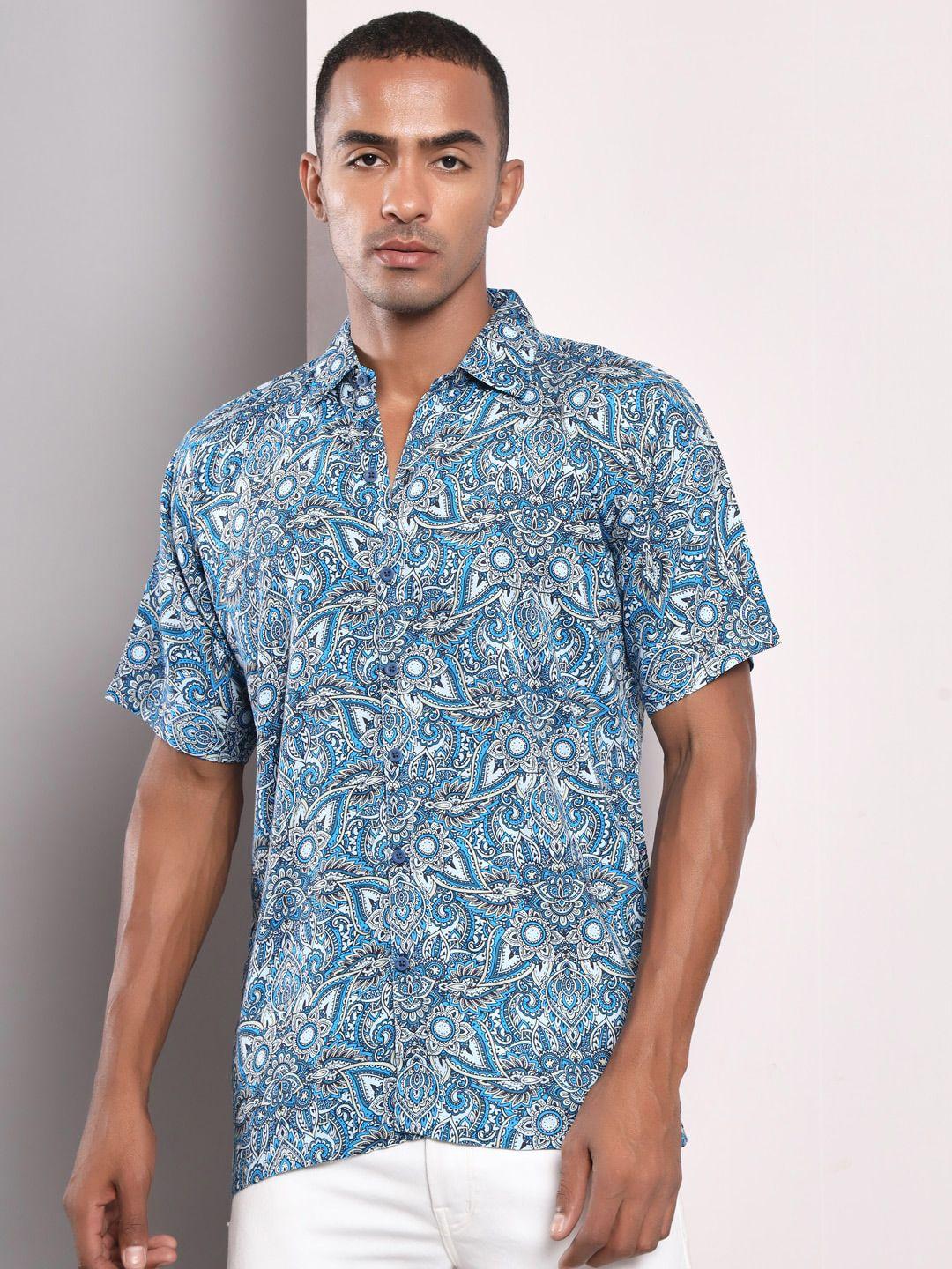 baesd standard fit floral printed cotton shirt