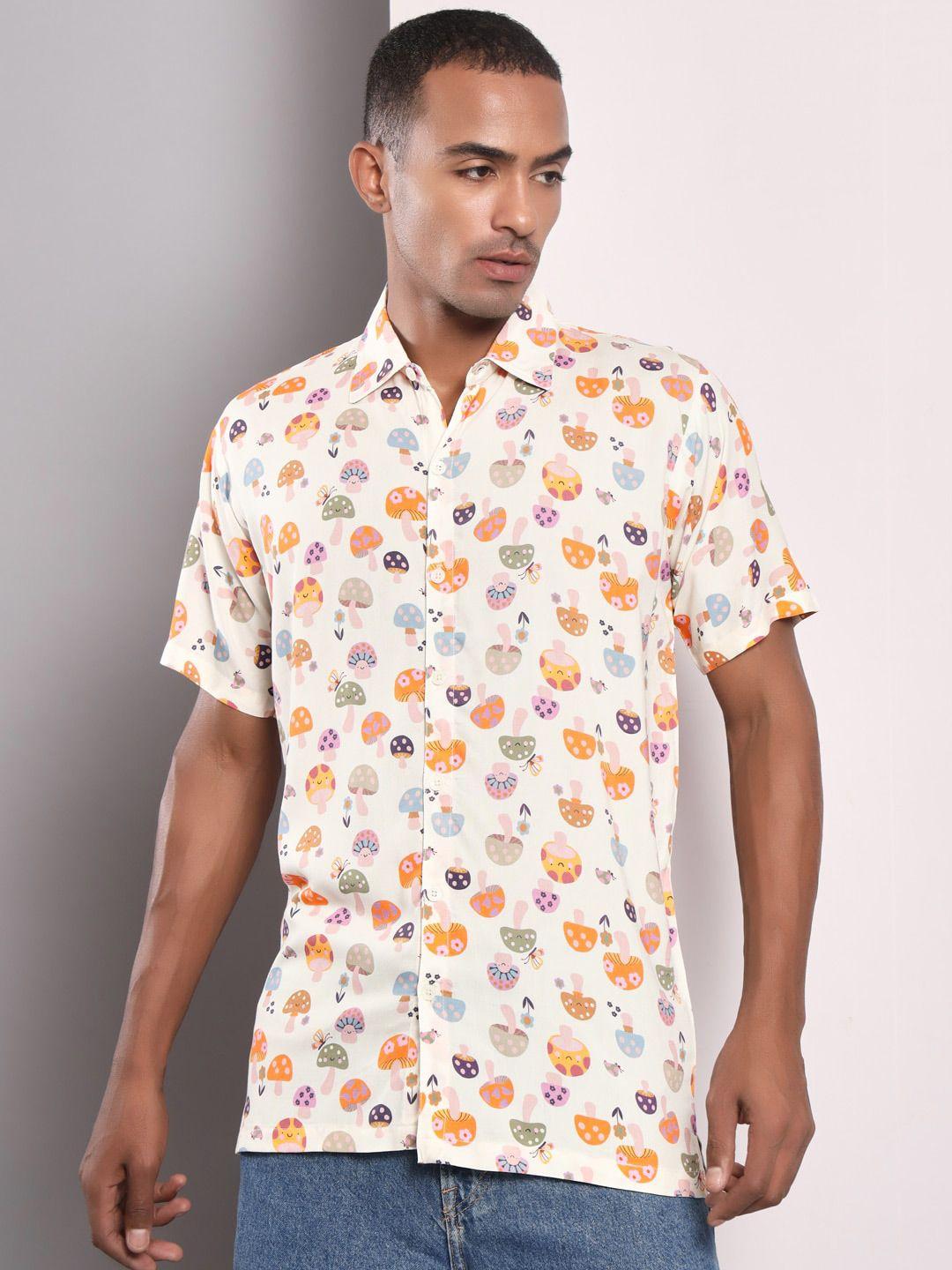 baesd standard fit conversational printed cotton casual shirt