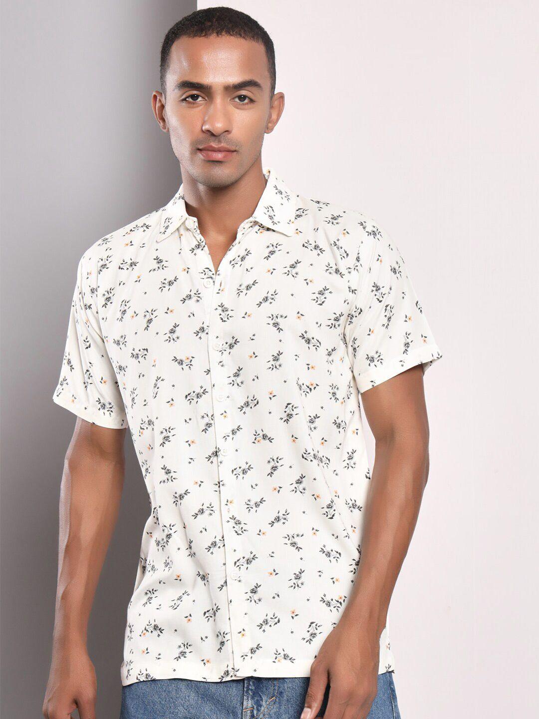 baesd standard fit floral printed cotton casual shirt