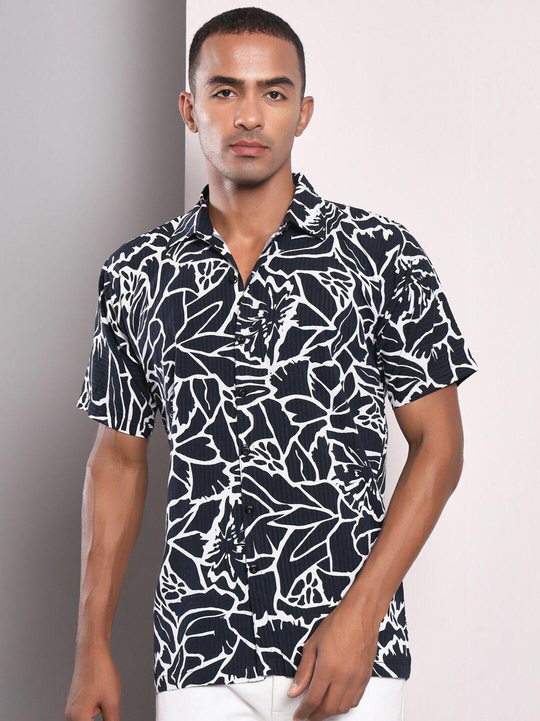 baesd standard fit abstract printed cotton casual shirt