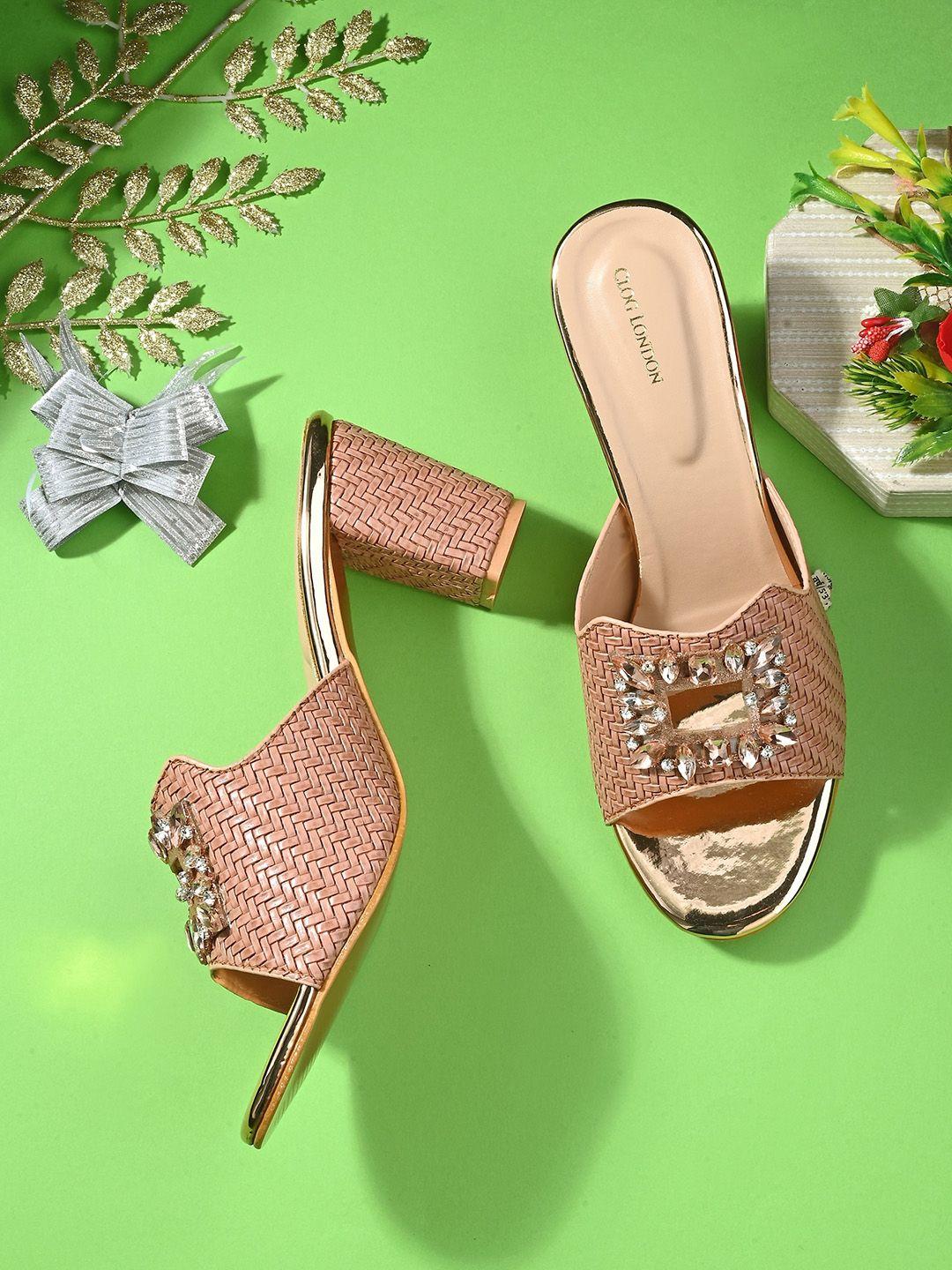 clog london rose gold stiletto mules with laser cuts